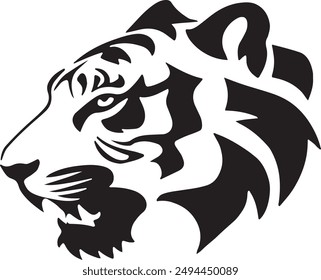  a tiger head silhouette with white background 