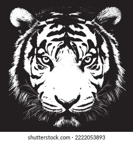 Tiger head silhouette.Tiger portrait symbol of the new year.Vector illustration.