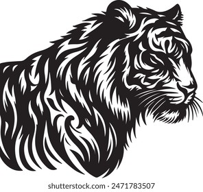 Ilustración de Arte vectorial de silueta de cabeza de tigre.eps1.eps
