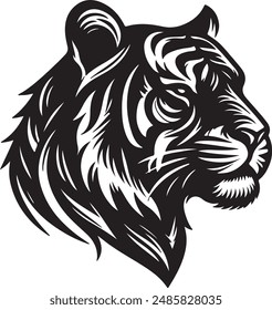 tiger head silhoutte vector art illustration