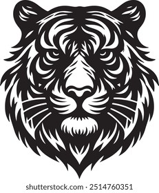 Tiger head silhoutte vector art illustration