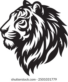 tiger head silhoutte vector style with white background