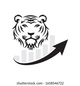 tiger head and simple business chart, vector