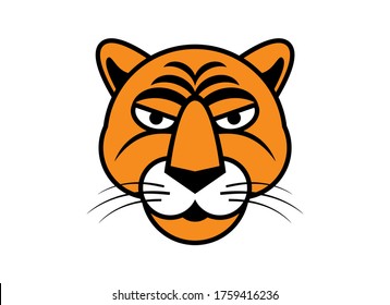 Vector de icono gráfico simple de cabeza de tigre. Icono gráfico simple de bestia felina. Icono de cabeza de tigre aislado en un fondo blanco. Personaje de caricatura sobre la cabeza de tigre