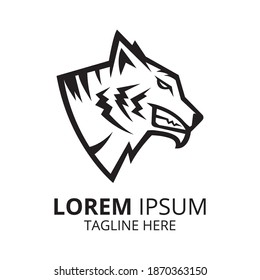 Vector de diseño del logotipo de la línea simple de la cabeza del tigre.