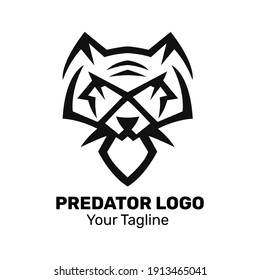 Vector de diseño del logotipo de la línea simple de la cabeza del tigre.