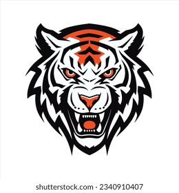 Tiger head simple mascot logo template vector icon illustration design on white background