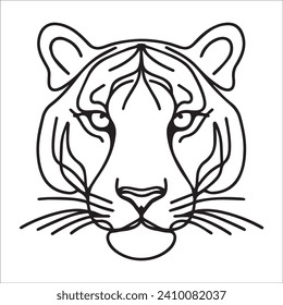Tiger head ,Tiger head single line art vector design