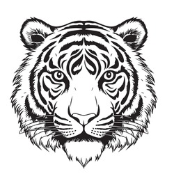 Tiger Head Sketch Hand Drawn In Doodle Style Vector Illustration Artoon