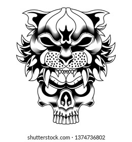 Tiger Head Skull vector illustration Art