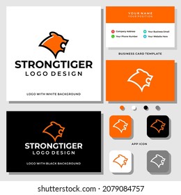 Tiger head sport industry logo design with business card template.