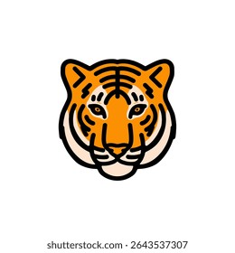 Tiger head stares graphic centered illustration white background
