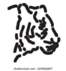 Tiger head stencil graffiti with spray paint