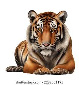 tiger head with style hand drawn digital painting illustration