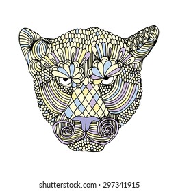 Tiger head stylized - with embroidery decoration