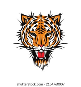 cabeza de tigre adecuada para el diseño de camisa, ilustración vectorial de mascota de alta calidad