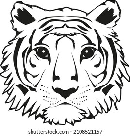 Tiger head symbol black and white vector illustration