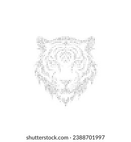 The tiger head symbol filled with black dots. Pointillism style. Vector illustration on white background