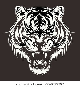 Tiger head tattoo design, Japanese Tattoo design with Tiger, Vector illustration 4