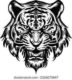 Tiger head tattoo design  Japanese Tattoo design and Tiger  Vector illustration 2
