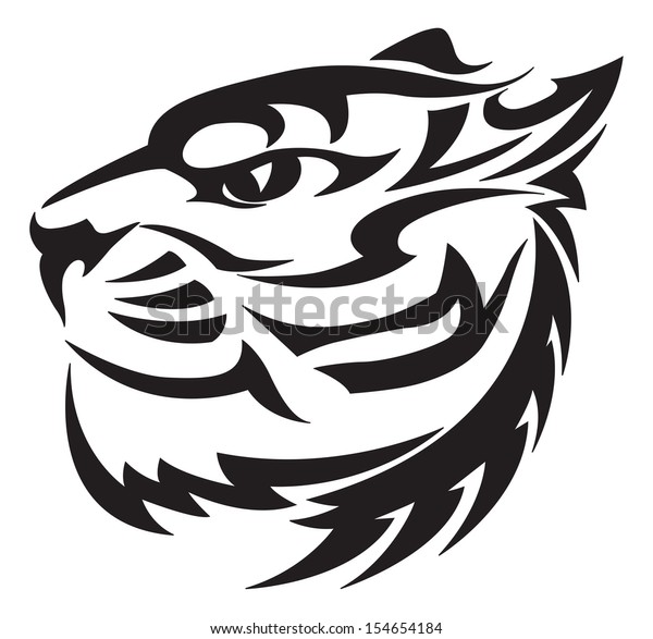 Tiger Head Tattoo Design Vintage Engraved Stock Vector (Royalty Free ...