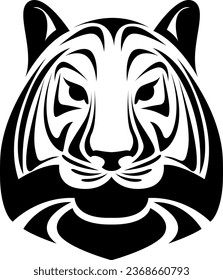 Tiger head tattoo, tattoo illustration, vector on a white background.