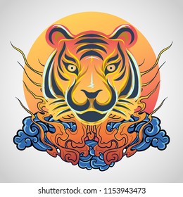 tiger head tattoo logo icon design, vector illustration