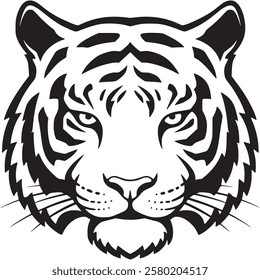 Tiger Head Tattoo. Mascot Creative Design. Tiger head mascot 2 B and W