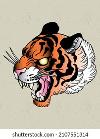 tiger head tattoo old school traditional