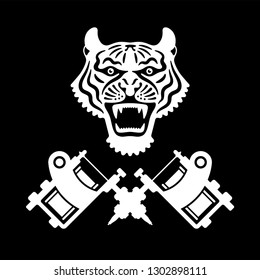 Tiger Head Tattoo Silhouette, Vector