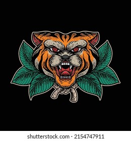 Ilustraciones en bruto texturadas de cabeza de tigre