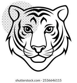 Tiger Head with Transpiring Background vector file use print, Web site Social Media, Mobile Apps, Coloring Books illustration 