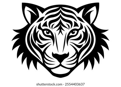 tiger head tribal animal art vector icon
