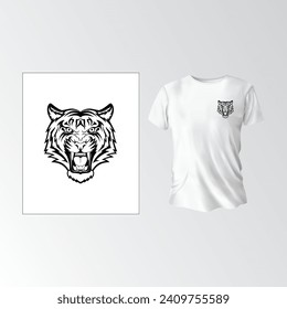 Plantilla de diseño de vector T-Shirt de cabeza de tigre