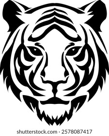 Tiger head vector abstract design featuring the face of the king of the jungle, showing the brave and strong nature of other jungle animals.