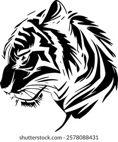 Tiger head vector abstract design featuring the face of the king of the jungle, showing the brave and strong nature of other jungle animals.