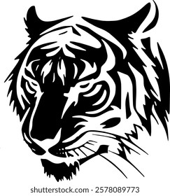 Tiger head vector abstract design featuring the face of the king of the jungle, showing the brave and strong nature of other jungle animals.