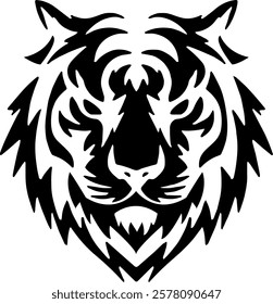 Tiger head vector abstract design featuring the face of the king of the jungle, showing the brave and strong nature of other jungle animals.