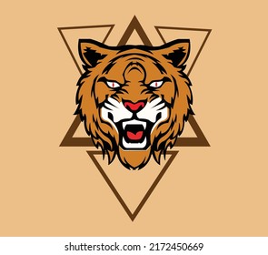 tiger head vector with angry expression for t-shirt design