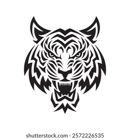 Tiger head vector, angry tiger vector logo Design element