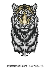 Tiger head vector art illustration portrait