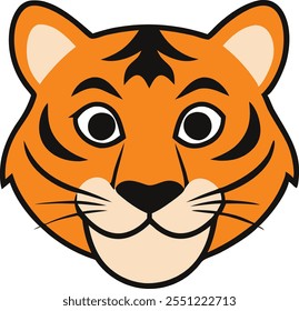 Tiger head vector art illustration with white background