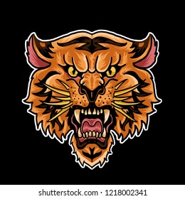 Tiger head vector artwork with a handsome face