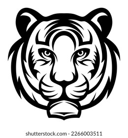 Tiger Head vector black and white logo design illustration template