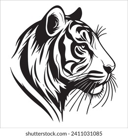 tiger head vector , tiger head , tiger head black and white