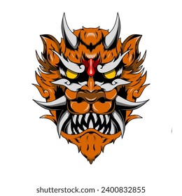 vectorial de cabeza de tigre desain oranye