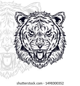 tiger head vector. tiger face vector. editable vector of tiger head. (in packaging design, decoration, print, t-shirt design, tattoo art, etc.)