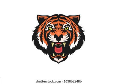 TIGER HEAD VECTOR WITH GRAVING EXPRESSION