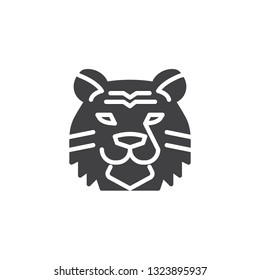 Tiger head vector icon. filled flat sign for mobile concept and web design. Tiger animal glyph icon. Wild cat symbol, logo illustration. Pixel perfect vector graphics