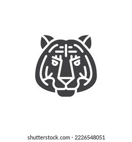 Tiger head vector icon. filled flat sign for mobile concept and web design. Tiger face glyph icon. Symbol, logo illustration. Vector graphics